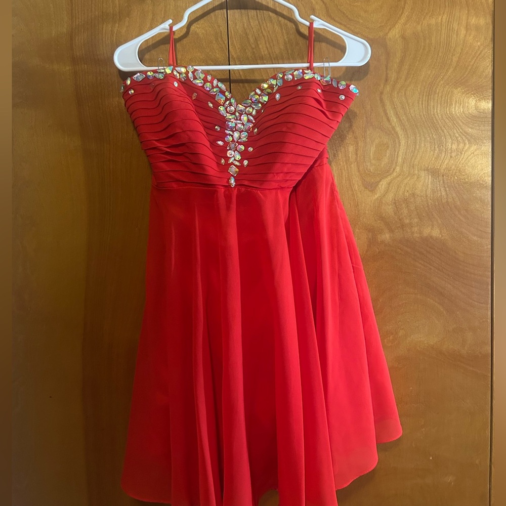 Elegant Red Dress with Embellishments